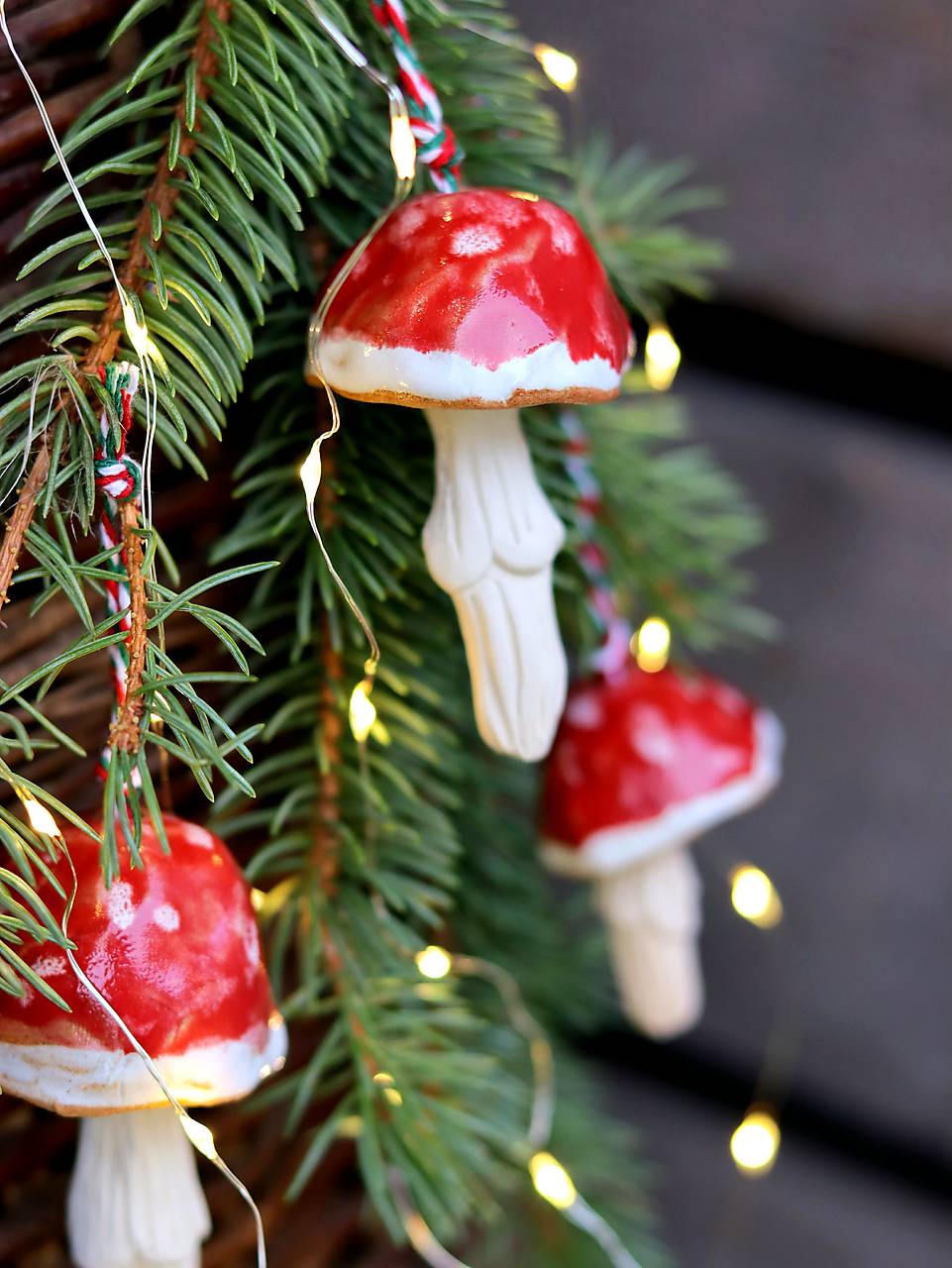 Ozdôbky na stromček "muchotrávky"