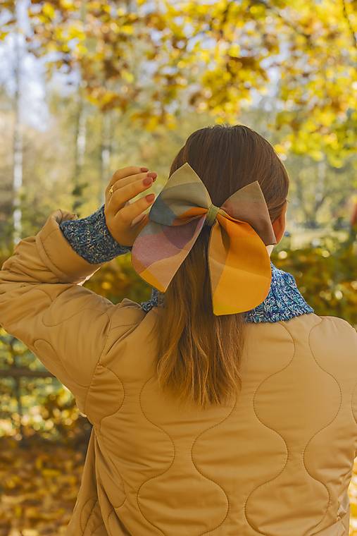 Ozdoby do vlasov - Károvaná mašľa Donna - 17882251_