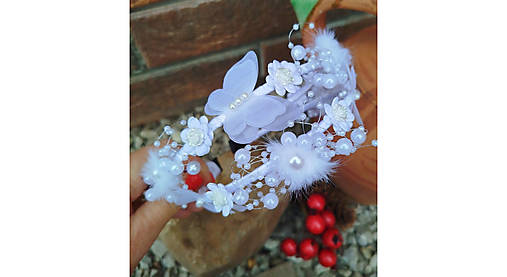 Detské doplnky - Dvojradová čelenka s motýlikami - 17880641_