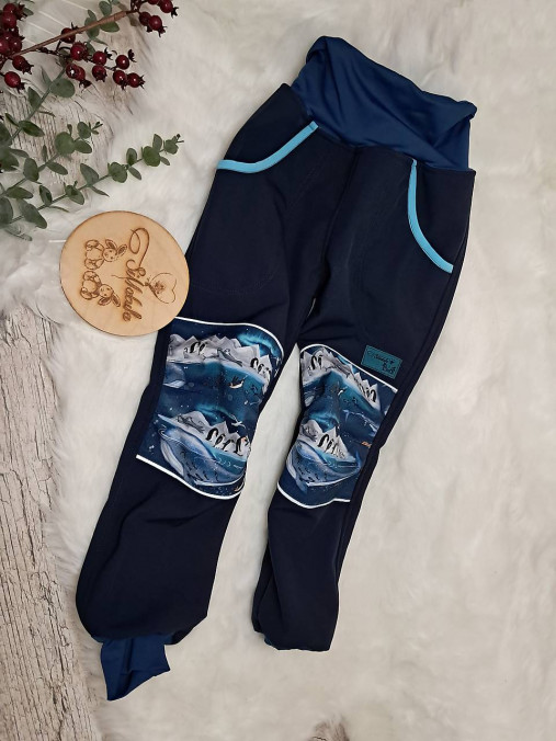Detské oblečenie - Softshell nohavice Antarktída tmavomodré 74-164 - 17882329_