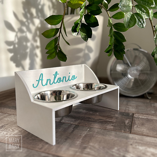 Pre zvieratá - Vyvýšený stojan na misky pre psa - biely (MALÝ) - výška 16cm - 17881958_