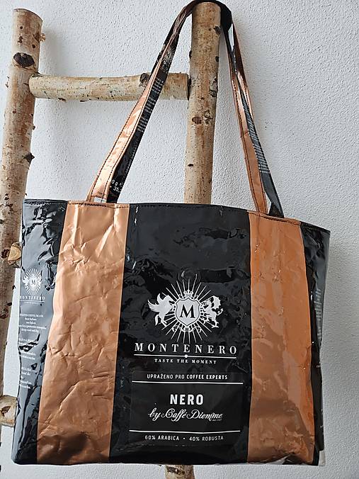 Dobrý obchod - Taška z kávových obalov (Kávová taška - čierna/medená) - 17880997_