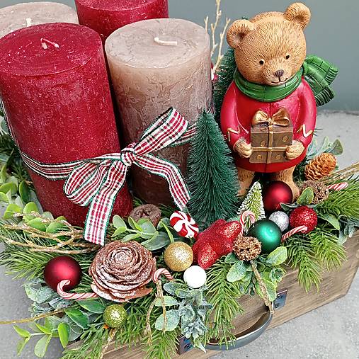 Svietidlá - Adventný Vianočný veniec Lesní pohádka s medvídkem - 17885903_