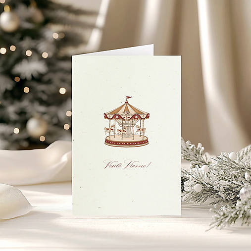 Papiernictvo - Otváracia vianočná pohľadnica - Kolotoč - 17884327_