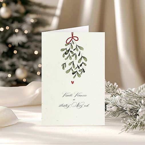 Papiernictvo - Otváracia vianočná pohľadnica - Imelo - 17884703_