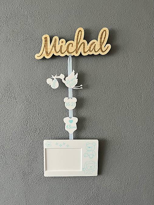 Dekorácie - Fotorámik s údajmi o narodení bábätka - 17884978_