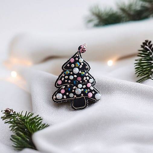 Brošne - Brošňa STROMČEK VI. (čierny) - 17883874_