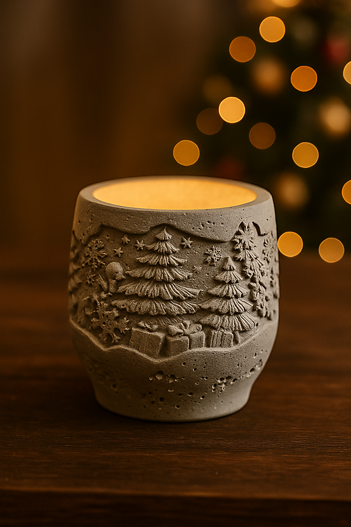 Dekorácie - Betónový svietnik GRIGIO by RV - 17883098_