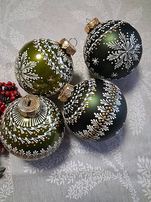 Dekorácie - Vianočné gule  -zelené - 17883704_