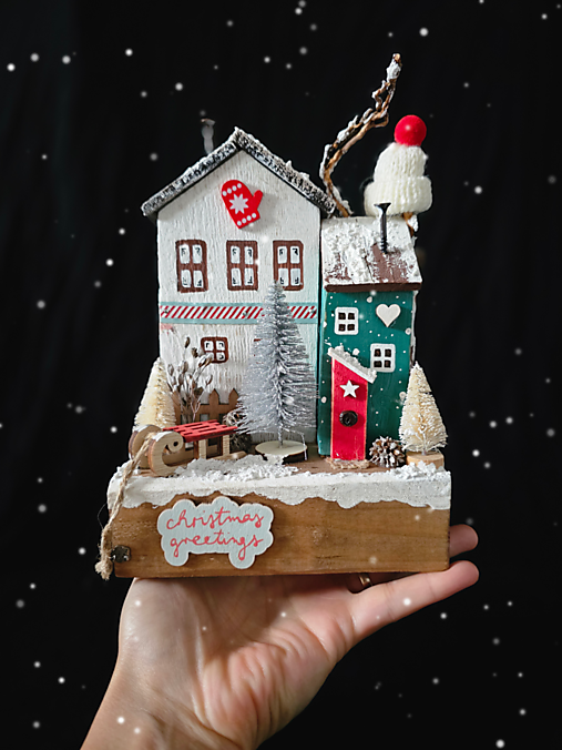 Dekorácie - Zimný domček ,,Vianočné prianie,, - 17886667_