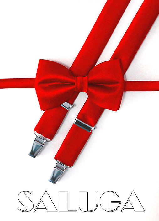 Pánske doplnky - Červený pánsky alebo detský motýlik + traky - 17888116_