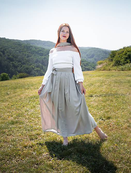 Sukne - HEBOUČKÁ VISKOZA - BÍLÁ KÁVA - 17887866_