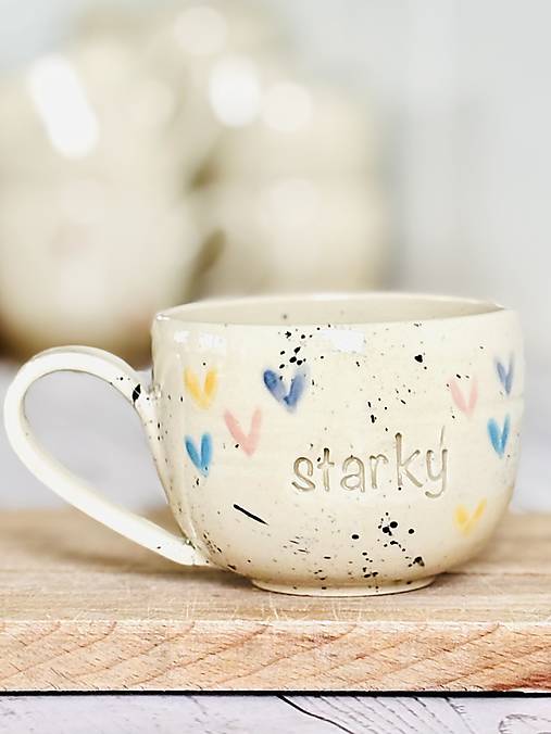 Farebné Srdiečka - šálka cappuccino starký (200ml, s uškom)