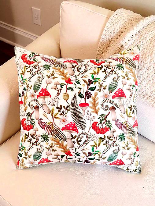 Úžitkový textil - Obliečka na vankúš Muchotrávky 40x40cm - 17886564_