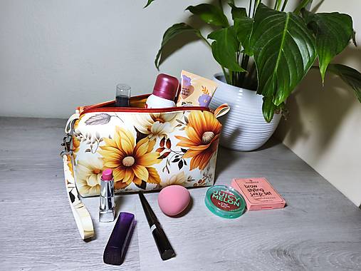 Taštičky - Kozmetická taštička jesenné kvety - 17889707_