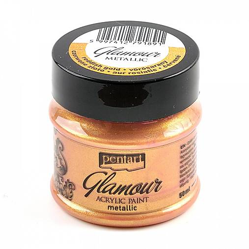 -50 % akrylová farba 50 ml, metalická, perleťová, DELICATE, GLAMOUR, pôvod. cena 5€ (červenozlatá GLAMOUR)