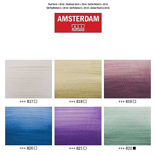 - 50% akrylové farby Amsterdam, sada 6x20 ml, PERLEŤOVÉ, pôvod. cena 15,50€