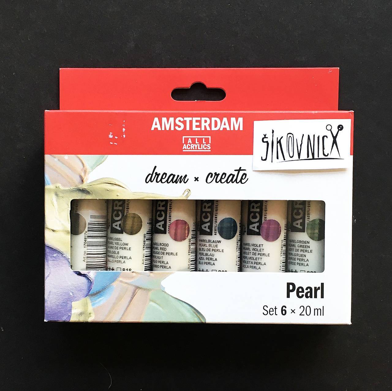 - 50% akrylové farby Amsterdam, sada 6x20 ml, PERLEŤOVÉ, pôvod. cena 15,50€