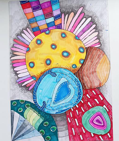 Kresby - Fixková maľba modrý delfín - 17888696_