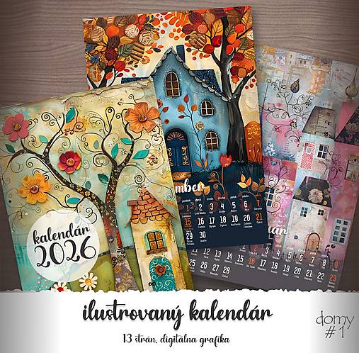 Papiernictvo - domy- ilustrovaný kalendár - 17889585_