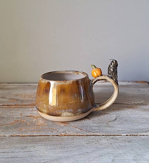 Nádoby - jesenná šálka s havranom - 17888500_