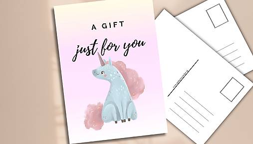 Papiernictvo - Pohľadnica " A Gift Unicorn" - 17890243_