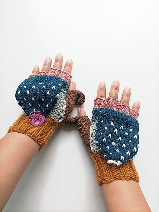 Rukavice - Rukavice otváracie so modre bodkované - 17890911_