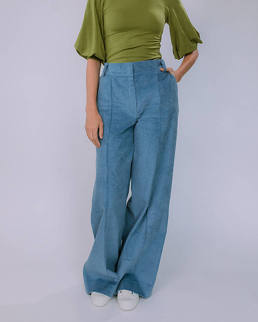 Nohavice - DÁMSKE MENČESTROVÉ NOHAVICE CORDY (SVETLOMODRÁ) - 17890651_