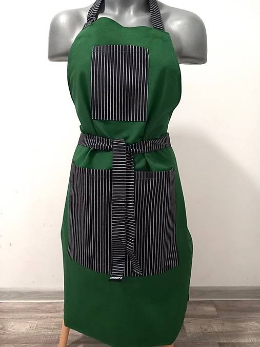 Iné oblečenie - Zástera cez krk tmavozelená - 17892537_