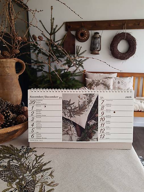 Papiernictvo - Stolový prírodný kalendár na umeleckom papieri 2026 - 17892041_