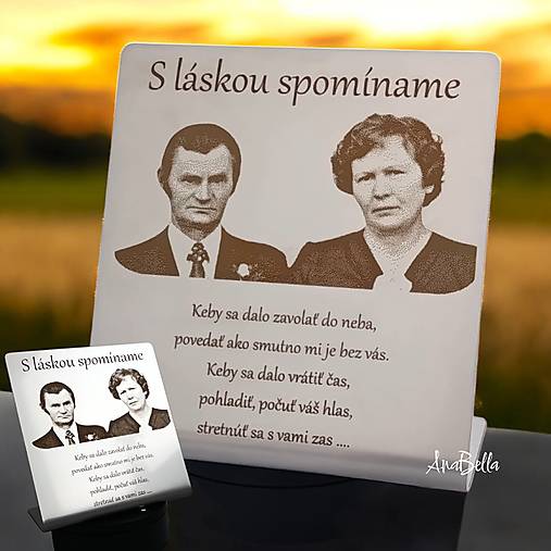 Dekorácie - Nerezová tabuľka na hrob s vlastnou fotkou (Obdĺžnik rozmer 15x16cm) - 17890482_