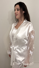 Nočná bielizeň - Komplet - Saténové pyžamo + Saténový župan "Sissi" - 17891420_