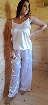 Nočná bielizeň - Komplet - Saténové pyžamo + Saténový župan "Sissi" - 17891429_