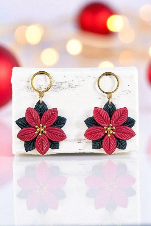 Náušnice - Napichovacie náušnice vianočné ruže, nerezová oceľ - 17827627_