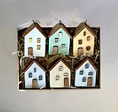 Dekorácie - Sada vianočných ozdôb domčeky - farebná - 17893823_