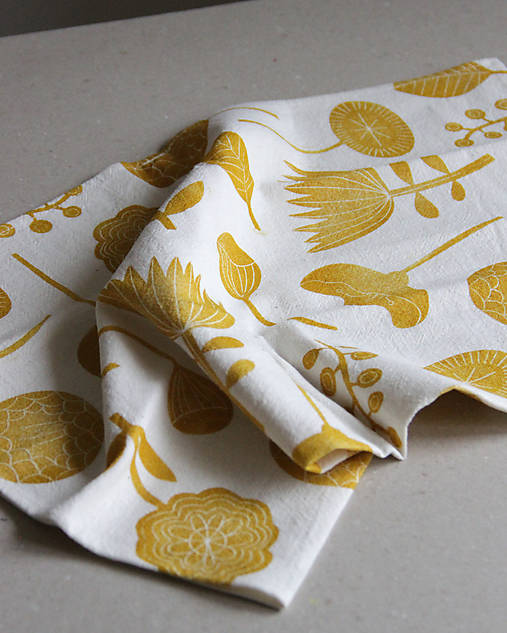 Úžitkový textil - Lněná utěrka / Meadow žlutá - 17893959_