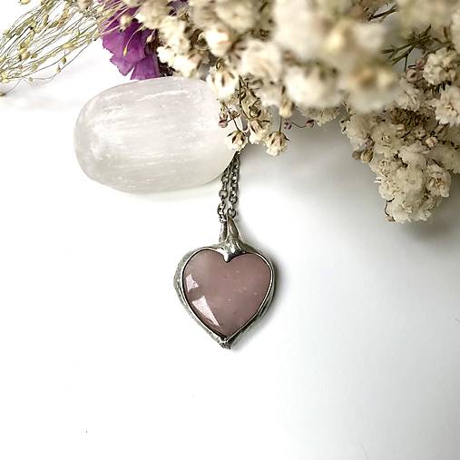 Náhrdelníky - Srdce- ruženín - 17893860_