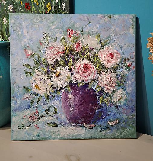 Obrazy - Zátišie s ružami - 17895577_