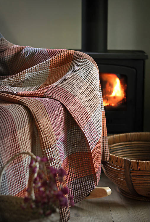 Ľanová veľká vafľová deka – hrejivý prírodný prehoz, ideálny darček na Vianoce