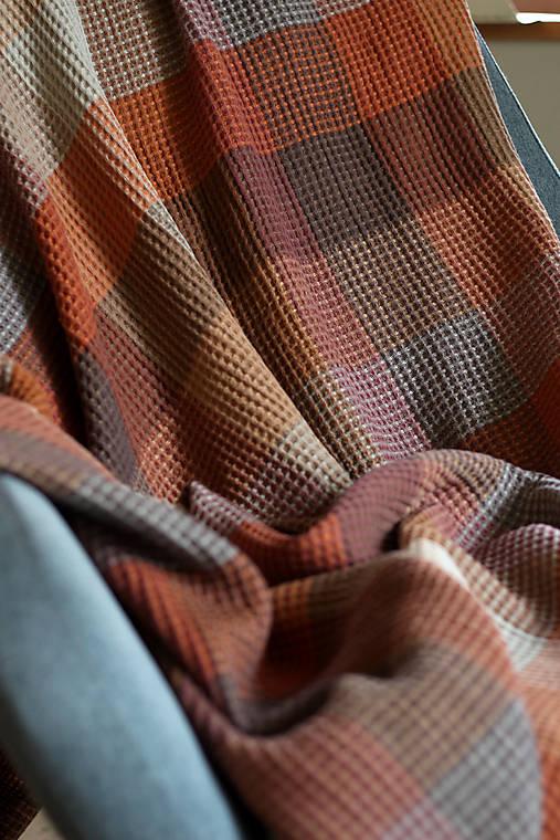 Ľanová veľká vafľová deka – hrejivý prírodný prehoz, ideálny darček na Vianoce