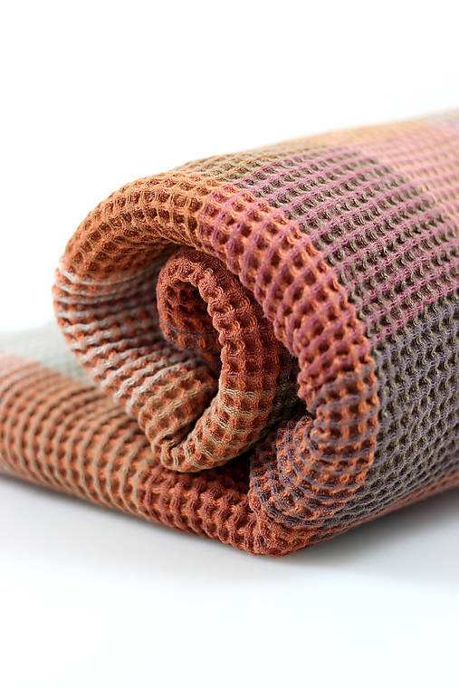 Ľanová veľká vafľová deka – hrejivý prírodný prehoz, ideálny darček na Vianoce