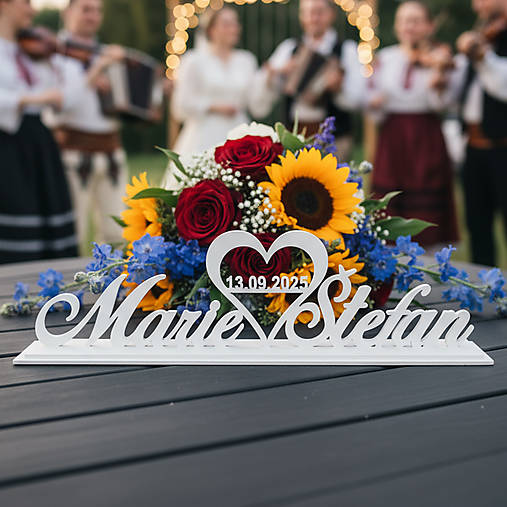 Iné doplnky - Svadobný drevený stojan na mieru s menami - 17893574_