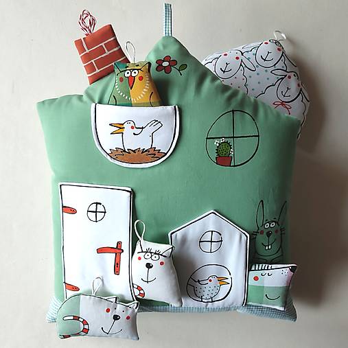 Úžitkový textil - DOMEČEK "U TŘÍ OVEČEK" - polštář - 17896293_