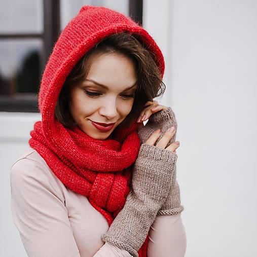 Šály a nákrčníky - AlpakaHood...červená - 17895087_