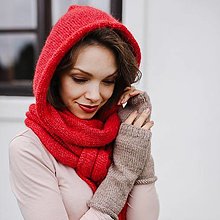 Šály a nákrčníky - AlpakaHood...červená - 17895087_