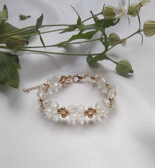 Náramky - Náramok dvojradový krištáľ matný - 17896452_