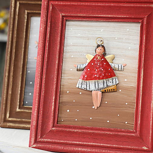 Drevený obrázok s anjelikom