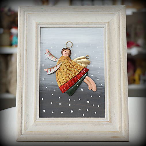 Drevený obrázok s anjelikom