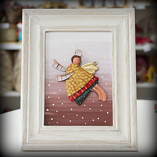 Drevený obrázok s anjelikom