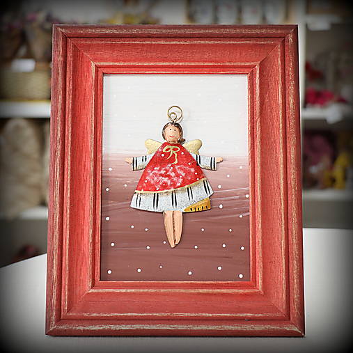 Drevený obrázok s anjelikom